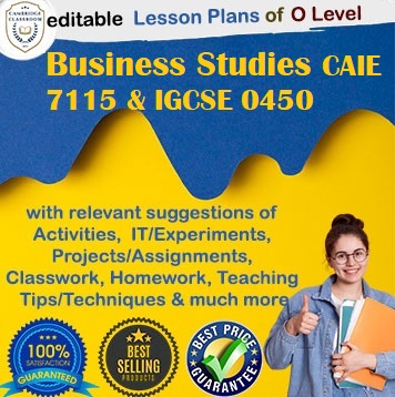 CAIE 7115 & IGCSE 0450 Business Studies Lesson & Unit Plans