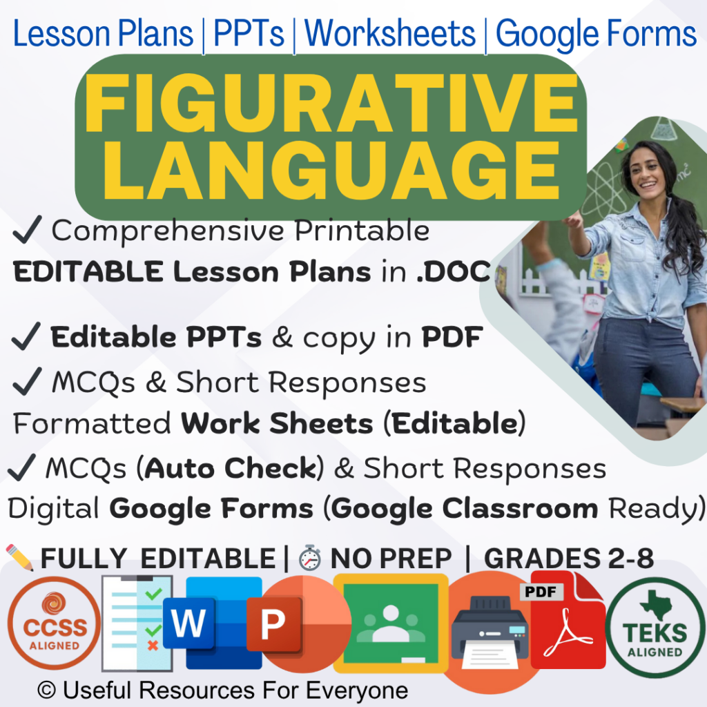 Figurative Language Bundle: 12 Editable Lessons, PPTs & Analysis