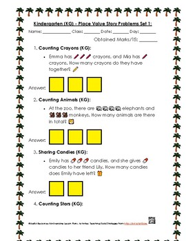 Math Worksheets Bundle – KG – Grade 5 | 100+ Problems Printables Place Value Act