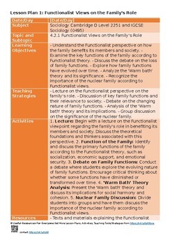 4.2 What is the role of the family for the individual and society Lesson Plans L