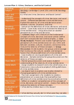 6 Crime deviance and social control Latest Syllabus of Sociology Cambridge O Lev