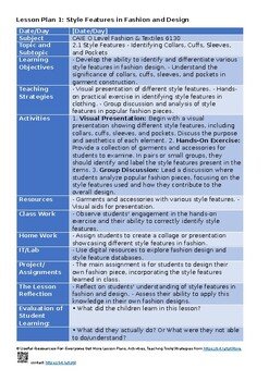 2 Fashion and design – O Level Fashion and Textiles 6130 Lesson Plans Unit Plans