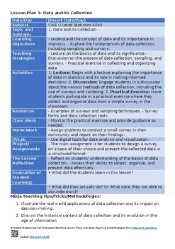 1. Data and its collection -O Level Statistics 4040Lesson Plans Unit Plans Thema 1. Data and its collection -O Level Statistics 4040Lesson Plans Unit Plans Thema