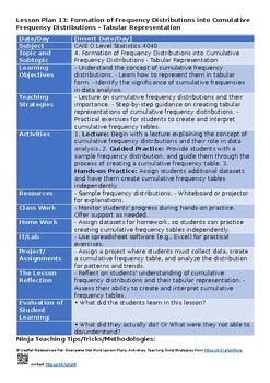 4. Formation of frequency distributions into -O Level Statistics 4040Lesson Plan