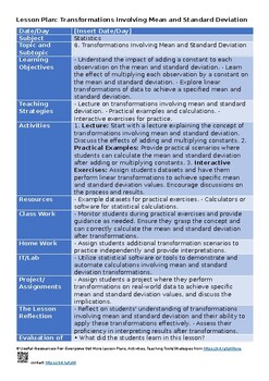 6. Transformations involving mean and standard -O Level Statistics 4040Lesson Pl