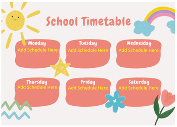 Editable Colourful School Timetable Perfect for Classroom Organization Editable