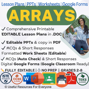 Arrays Lesson Plans PPTs Worksheets Google Forms Quiz Bundle Pack