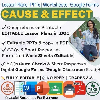 Cause and Effect Lesson Plans PPTs Worksheets Google Forms Quiz Bund