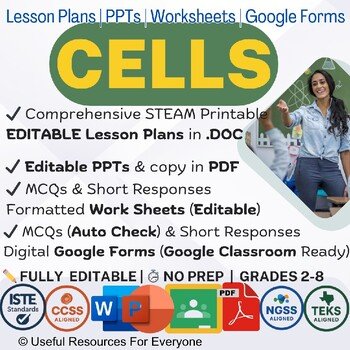 Cells Lesson Plans PPTs Worksheets Google Forms Quiz Bundle