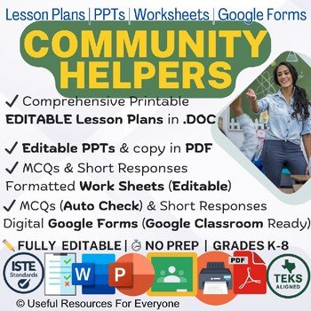 community helpers Lesson Plans PPTs Worksheets Google Forms Quiz