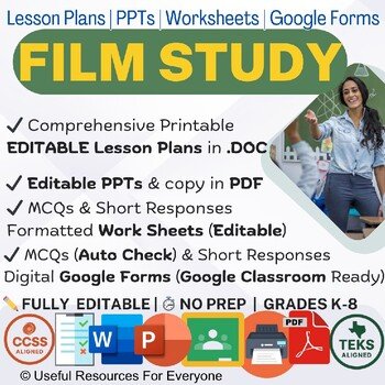 Film Study Lesson Plans PPTs Worksheets Google Form Quiz Bundle Film Study Lesson Plans PPTs Worksheets Google Form Quiz Bundle