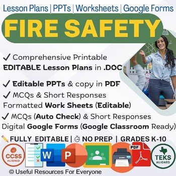 Fire Safety Lesson Plans PPTs Worksheets Google Form Quiz Bundle Fire Safety Lesson Plans PPTs Worksheets Google Form Quiz Bundle