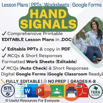 Hand Signals Lesson Plans PPTs Worksheets Google Form Quizes Bundle Hand Signals Lesson Plans PPTs Worksheets Google Form Quizes Bundle