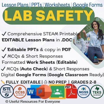 Lab Safety Lesson Plans PPTs Worksheets Google Form Quiz Bundle