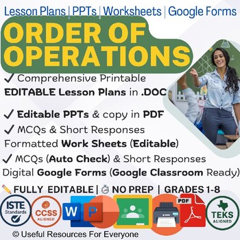 Order of Operations Lesson Plans PPTs Worksheets Google Form Quizes
