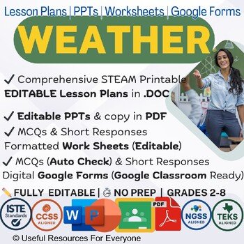 Weather Lesson Plans PPTs Worksheets Google Form Quiz Bundle