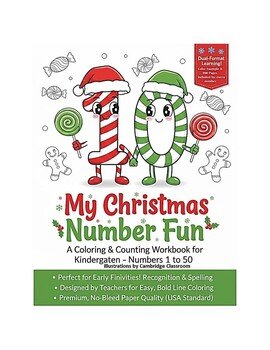 Christmas Number Coloring Book (1-50) | PreK, K, 1st, 2nd Grade Math, Fine Motor