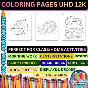 Watermelon Coloring Pages Bundle | 70 Printable Summer Treats Coloring Sheets HD