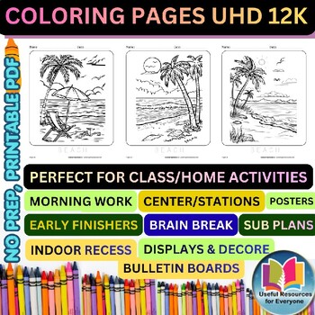 Ocean Vacation Activity Book for Preschool Kindergarten | Cute Coastal Coloring