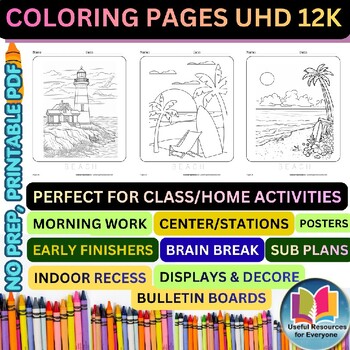 Beach Day Coloring Pages | 50 Summer Ocean & Beach Best Printable Coloring Sheet