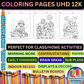 Kid Building Sandcastle Coloring Pages | 15 Printable Beach Summer Coloring Page