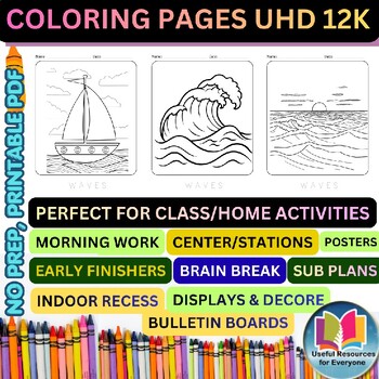 Wave Coloring Pages | 33 HD Printable Ocean & Beach Coloring Worksheets | Summer