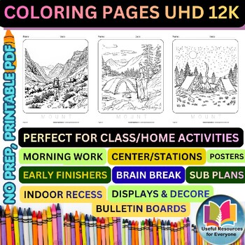 Mountain Coloring Pages for Kids | 50 Printable Nature & Outdoor Adventure Color