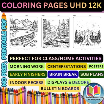 Mountain Coloring Pages | 50 Printable Scenic Nature Adventure Landscape Sheets