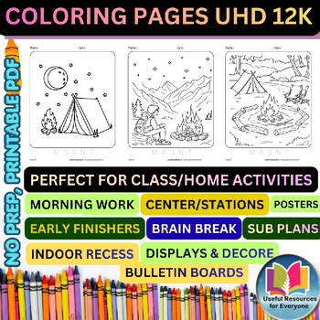 Mountain Coloring Pages | 50 Printable Scenic Nature Adventure Hiking Landscape