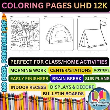 Camping Tent Coloring Pages | 50 Printable Outdoor Adventure Shelter Nature Scen