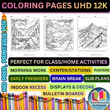 Back to School Mountain Coloring Pages | 25 Printable Earth Science Landform Adv