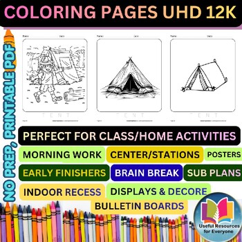 Back to School Tent Coloring Pages | 50 Printable Camping Adventure Classroom Co