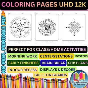 Compass Coloring Pages | 87 Printable Navigation Adventure Geography Direction S