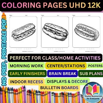 Hotdog Coloring Pages | 50 Printable Food Fun Picnic BBQ Camping Snack Kitchen L Hotdog Coloring Pages | 50 Printable Food Fun Picnic BBQ Camping Snack Kitchen L