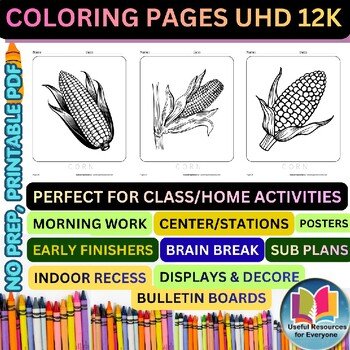 Corn Coloring Pages | 50 Printable Farm Crop Agriculture Nutrition Science Harve
