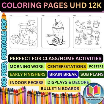 Lemonade Cup Coloring Pages | 50 Printable Summer Drink Refreshment Stand Juice