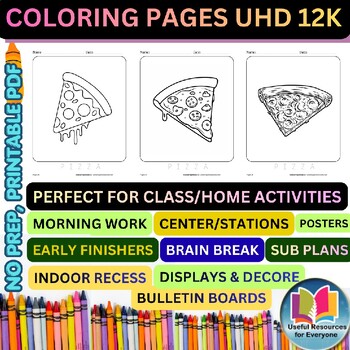 Pizza Slice Coloring Pages | 50 Printable Fast Food Italian Cooking Bakery Kitch