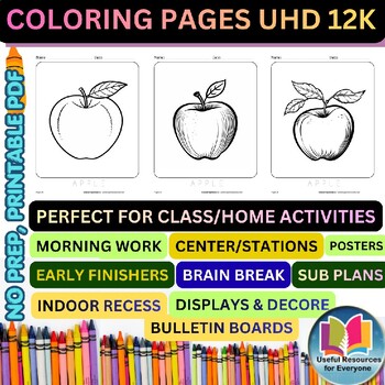Apple Coloring Pages | 55 Printable Orchard Fruit Nutrition Harvest Science Lear
