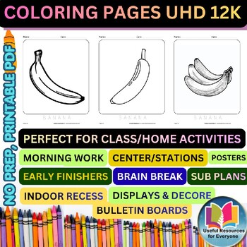 Banana Coloring Pages | 50 Printable Tropical Fruit Nutrition Jungle Food Art Le
