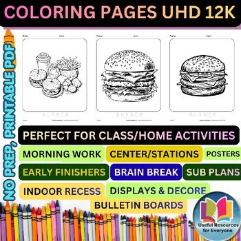 Burger Coloring Pages | 50 Printable Fast Food Restaurant Cooking Kitchen Food A