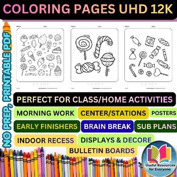 Candy Coloring Pages | 50 Printable Sweet Treat Dessert Bakery Food Art Celebrat