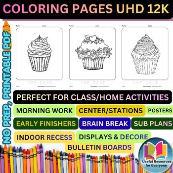Cupcake Coloring Pages | 50 Printable Bakery Dessert Sweet Treat Food Art Learni
