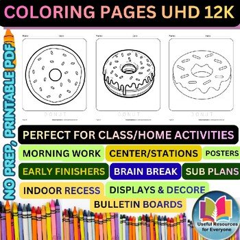 Donut Coloring Pages | 50 Printable Bakery Dessert Sweet Treat Food Art Learning Donut Coloring Pages | 50 Printable Bakery Dessert Sweet Treat Food Art Learning
