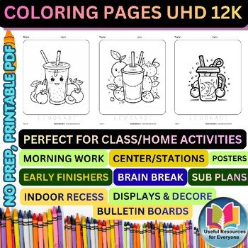 Lemonade Cup Coloring Pages | 50 Printable Summer Drink Refreshment Sweet Bevera