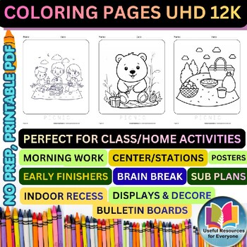 Picnic Coloring Pages | 50 Printable Summer Outdoor Food Nature Adventure Learni