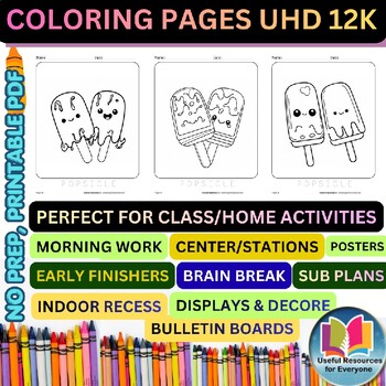 Popsicle Coloring Pages | 50 Printable Summer Frozen Treat Dessert Sweet Food Le