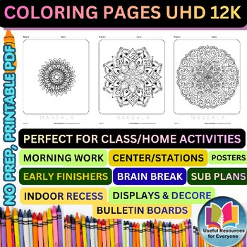 Radiating Sunburst Mandalas | 50 Printable Radial Pattern Coloring Pages for Foc