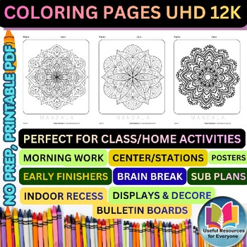 Mandala Coloring Pages PDF | 50 Printable Mindfulness Art Therapy Sheets for Kid