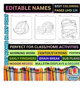 Editable Watermelon Slice Coloring Pages | Personalized Name Practice Worksheets Editable Watermelon Slice Coloring Pages | Personalized Name Practice Worksheets