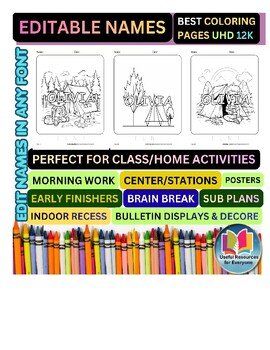 Editable Tent Coloring Pages with Personalized Student Names | 50 Mega Camping A Editable Tent Coloring Pages with Personalized Student Names | 50 Mega Camping A